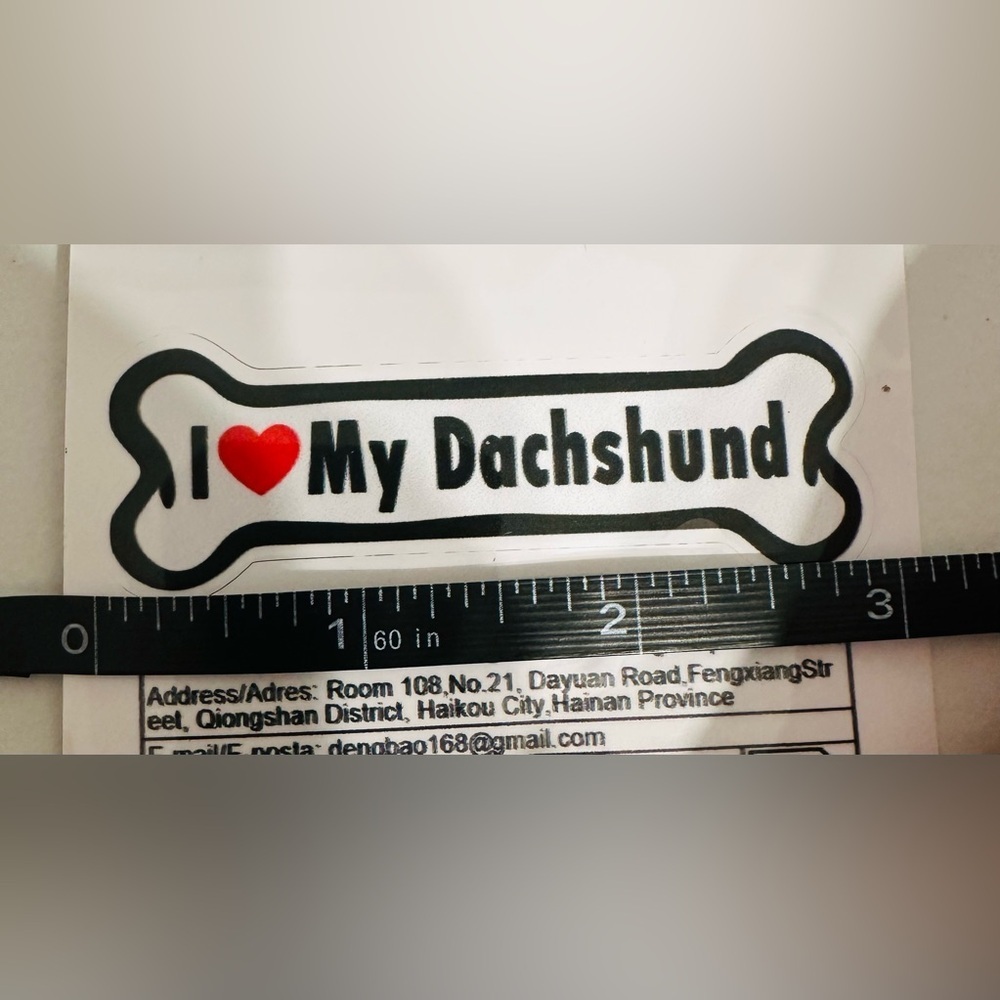 I Love My Dachshund Car Decal - Picture 2 of 2